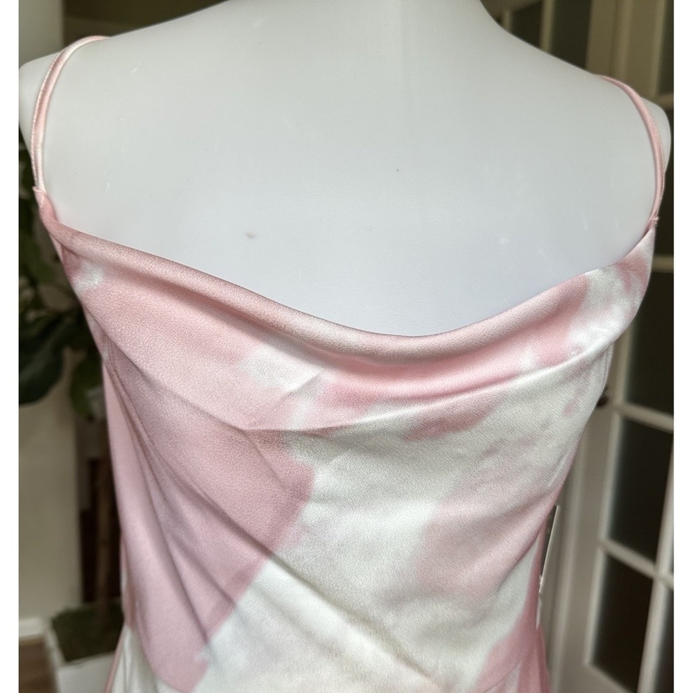 Taylor Cowl Neck Printed Satin Slip Dress Pink White Size 10 Midi Satin NWT - Picture 7 of 11